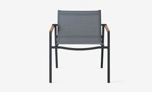 Cape Outdoor Dining Chair with teak arm detail (wider)