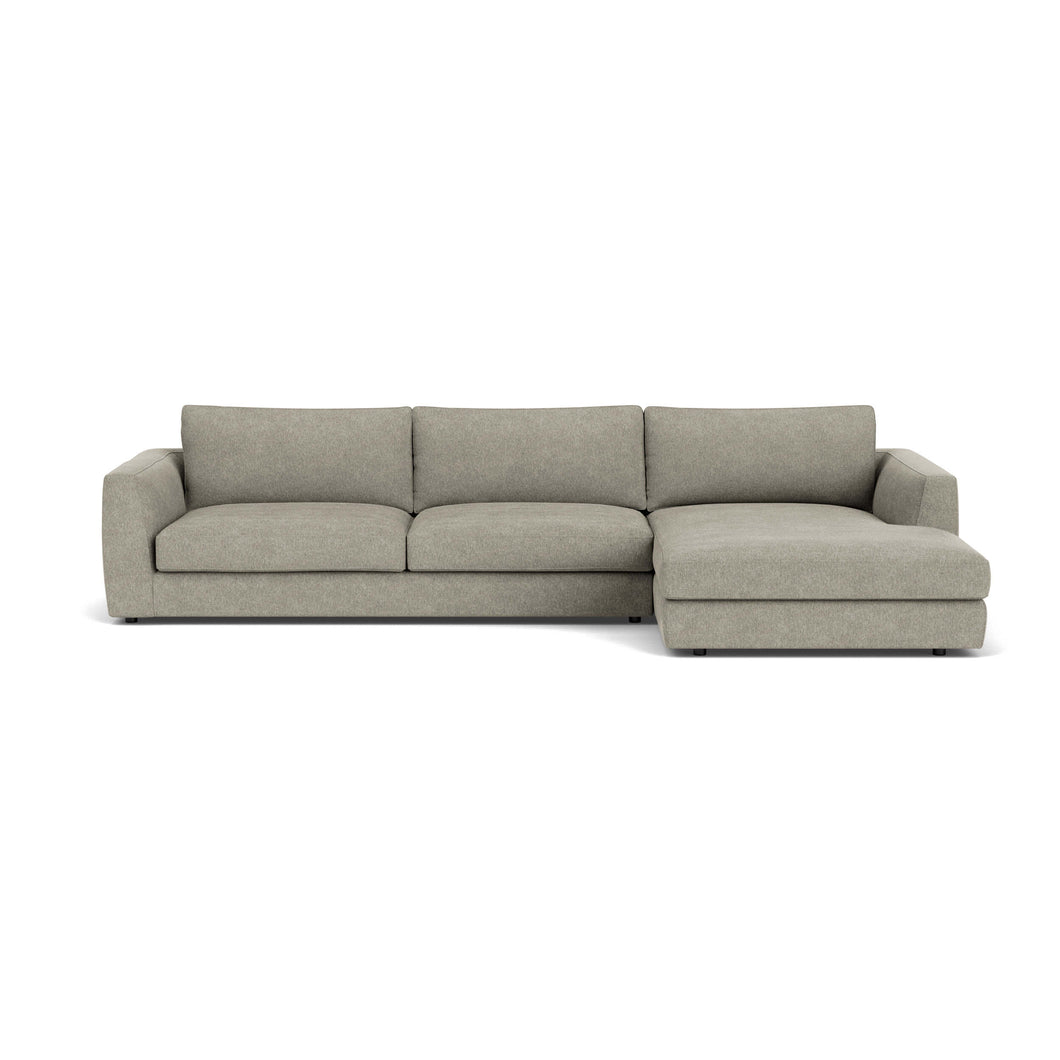 Cello 2-piece sectional sofa with left or right hand facing chaise in Coda Concrete fabric
