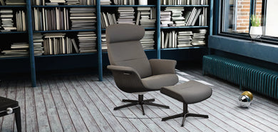 Timeout Chair and Ottoman in Grey Nubuck leather