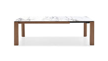 Omnia Dining Table 220 - White Marble Ceramic with Walnut Base