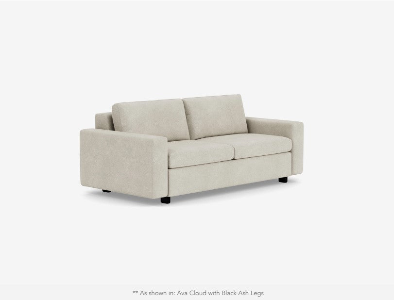 This is an inviting sofa in its own right, the Reva sofa sleeper quickly and seamlessly converts to a bed without the need for removing cushions when hosting guests or an impromptu slumber party arises. Contact StudioYDesign, Victoria, BC