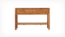 48" solid oak 2 drawer console table